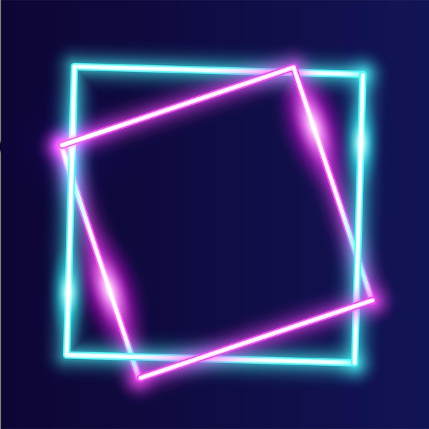 Futuristic neon frame border blue and pink neon glowing background