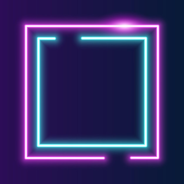 Футуристическая неоновая рамка границы синего и розового неонового светящегося фона