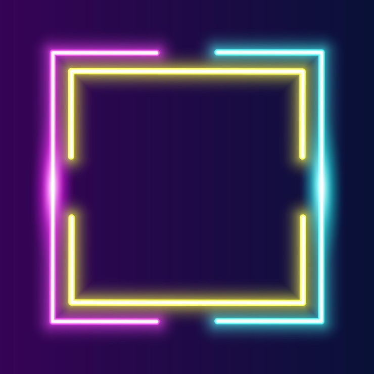 Vector futuristic neon frame border cyber neon glowing background