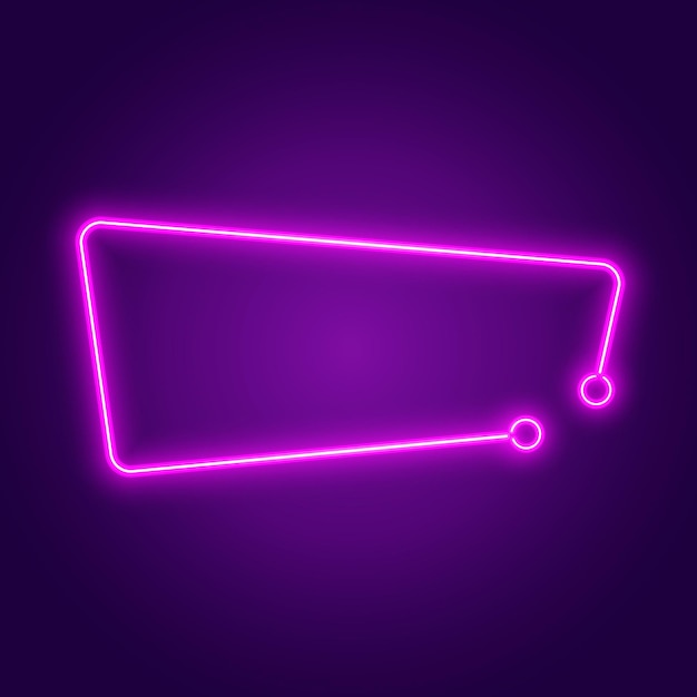 Vector futuristic neon frame border purple neon glowing background