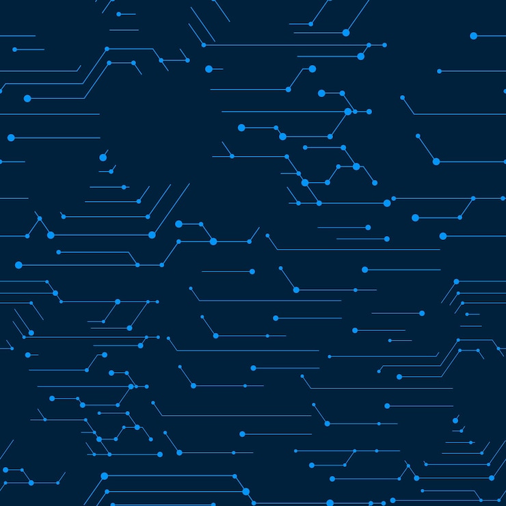 Vector futuristic networking technology seamless background blue colors wrapping paper textile