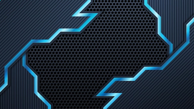 Vector futuristic perforated technology abstract background with blue lines. vector concept design.