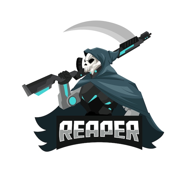 Vector futuristic reaper with scythe logo