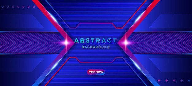 Futuristic red and blue neon abstract gaming background design template with metal line technology