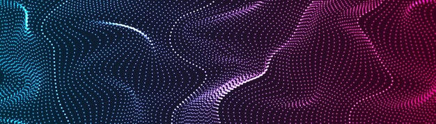 Futuristic refracted dotted lines waves abstract banner design Blue purple technology background Vector illustration