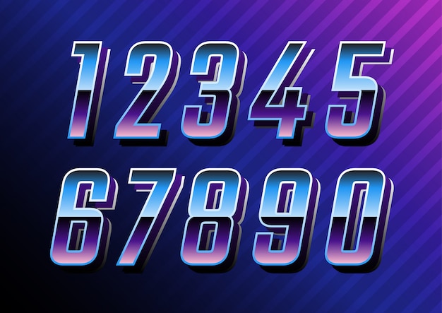 Futuristic Retro Technology Numbers Set