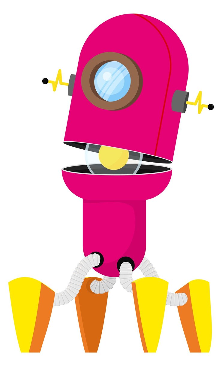 Vector futuristic robot mascot scientific cartoon machine character