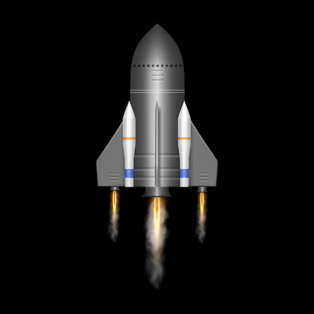 futuristic rocket spaceship taking off