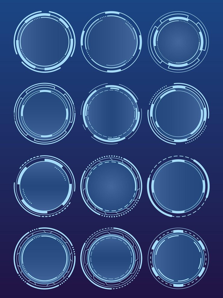 Vector futuristic round frames for interface vector illustration sketch for creativity