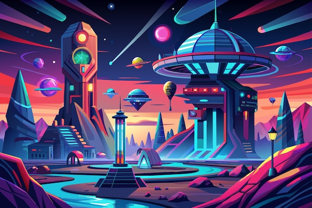 Vector futuristic and scifi elements