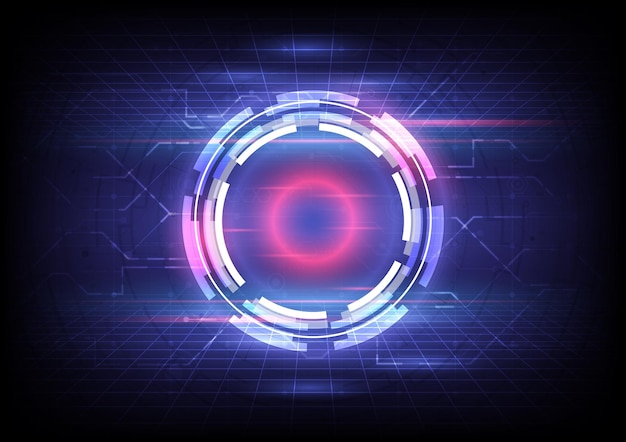 Futuristic SciFi glowing HUD circle Abstract hitech background Hologram of headup display interface Virtual reality technology for web placeholder and landing page Teleport gate