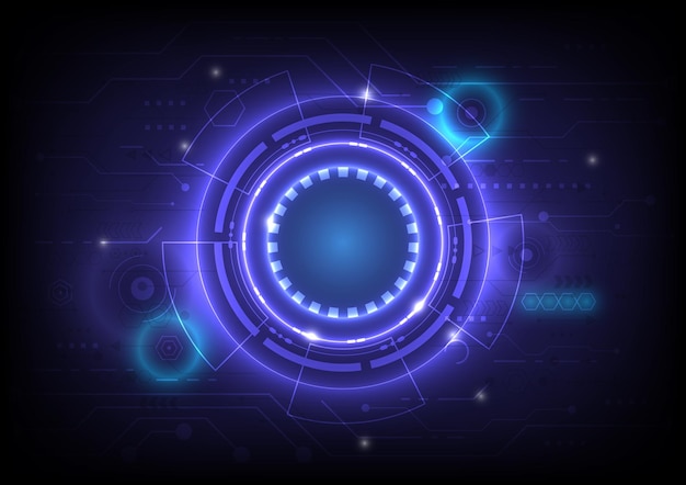 futuristic scifi glowing hud element circuit board and particle of engineering abstract hitech particle background hologram and headup display interface virtual reality technology innovation