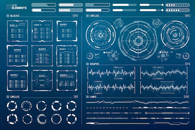 Futuristic scifi hud elements set