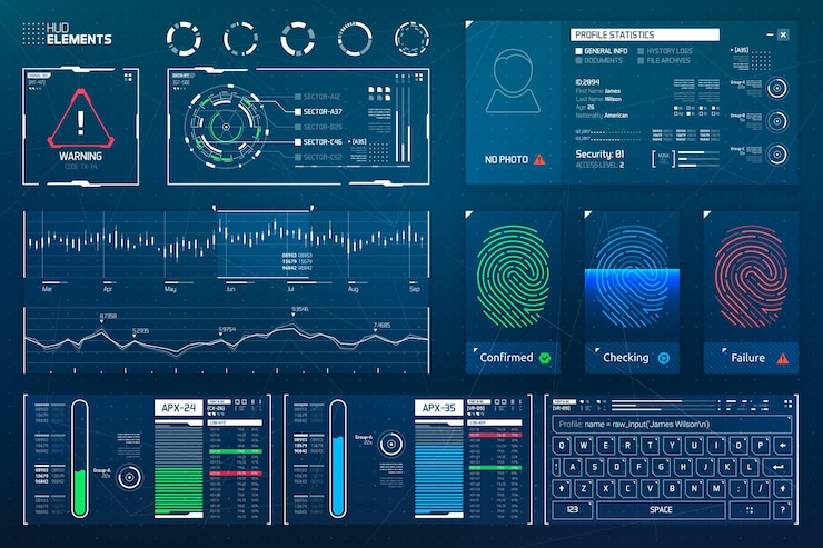 Vector futuristic scifi hud elements set