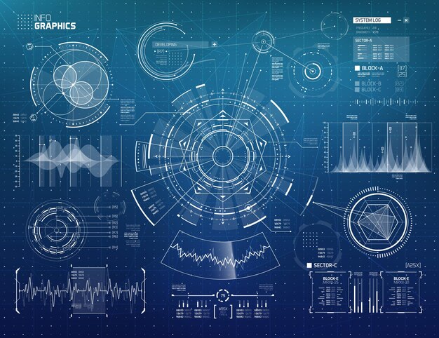 Set di elementi futuristici dell'hud di scifi