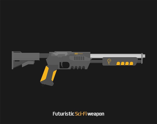 Futuristic SciFi Pistol flat vector Weapon Gun