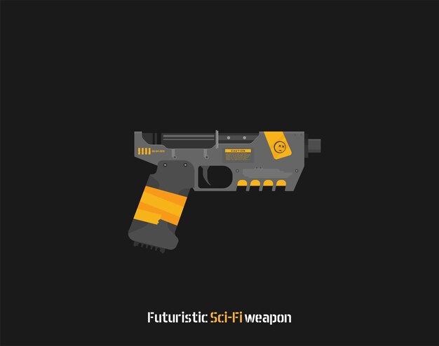 Futuristic SciFi Pistol flat vector Weapon Gun