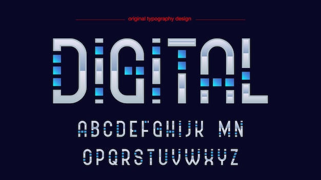 Futuristic Silver Blue Squares Typography