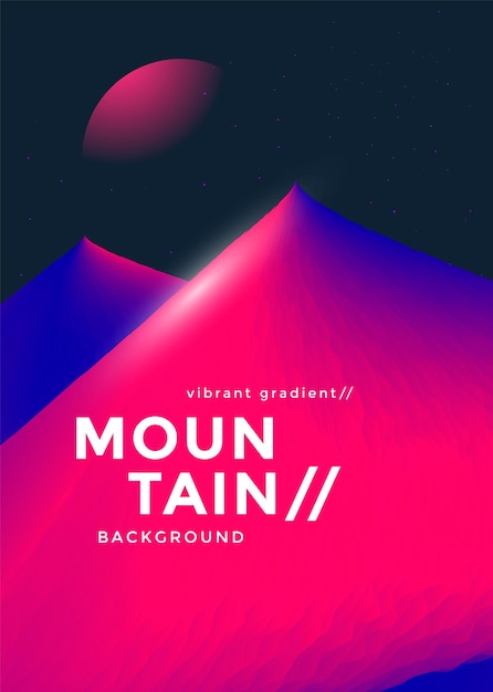 Футуристический лыжный плакат со смешанными горами. пейзажный фон в цветах стиля 80-х. вектор