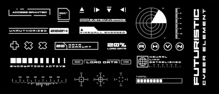 Vector futuristic streetwear cyberpunk interface element technology graphic vector design template