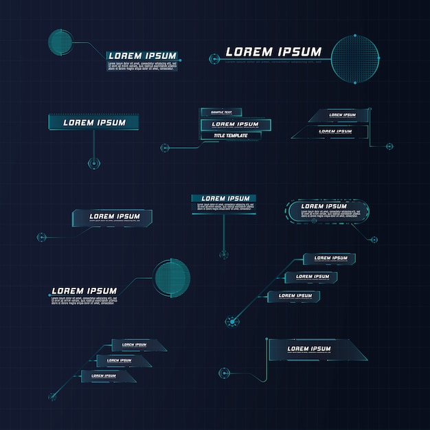 未来的なスタイルのリーダーコールアウトhud。フレームレイアウトに適用できる最新のデジタルテンプレート。情報の呼び出しと矢印。グラフィックセットの要素のインターフェイス。