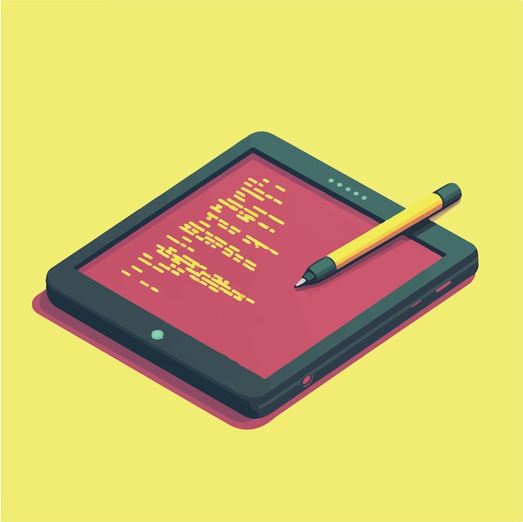 Vector futuristic stylus in action writing code with flair vector illustration