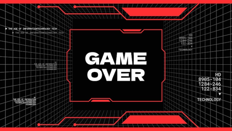 Vector futuristic tech vector frame design game over