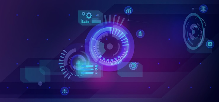 Vector futuristic techno neon background techo diagrams