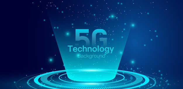 Sfondo tecnologico futuristico rete 5g mondiale globale e illustrazione vettoriale astratta di telecomunicazione