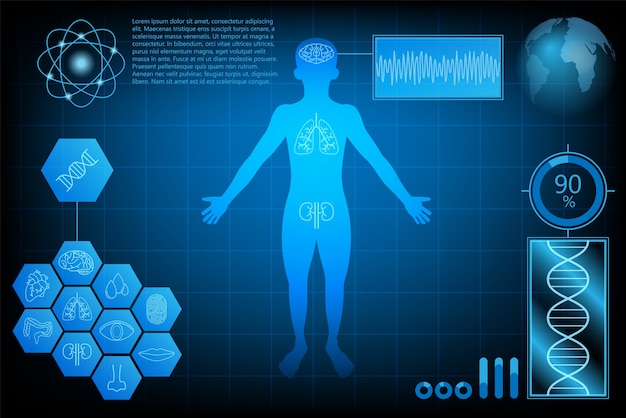 Interfaccia futuristica di tecnologia di scienza di concetto futuristico di dati umani.