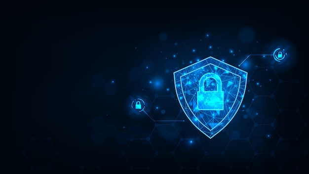 Futuristic technology security concept lock data Hi tech technology background