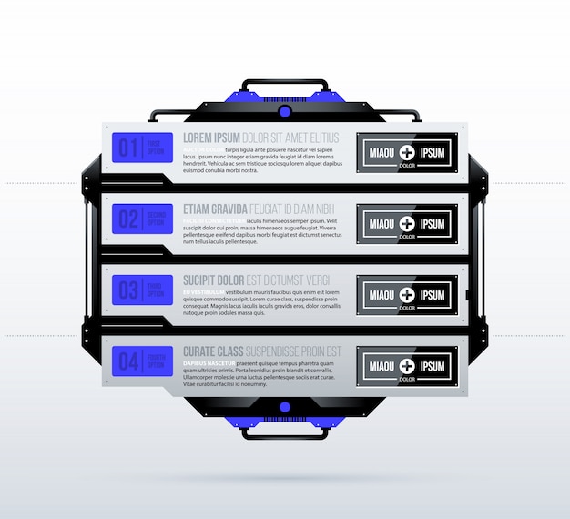 Vector futuristic template with four options in techno style