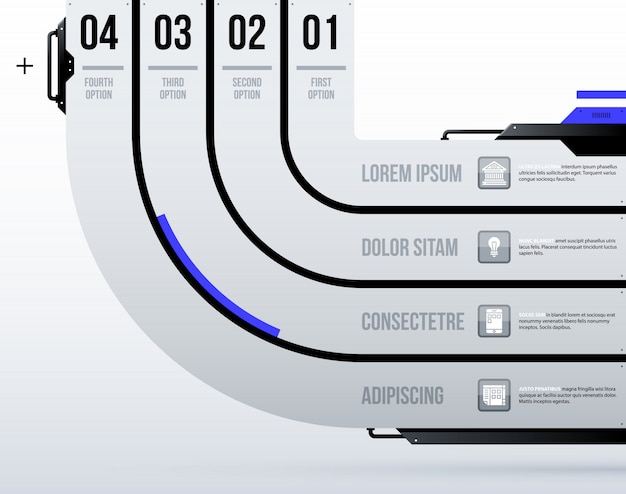 Vector futuristic template with four round options