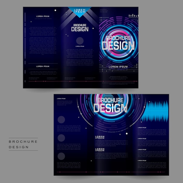 Vettore design futuristico modello di brochure ripiegabile in stile digitale