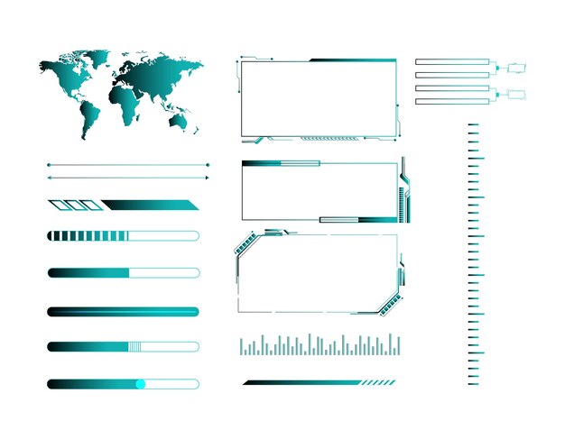 Набор векторных элементов футуристического пользовательского интерфейса.