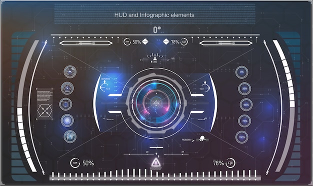 Вектор Футуристический пользовательский интерфейс. hud фон космического пространства. инфографические элементы цифровые данные, бизнес абстрактный фон. инфографические элементы