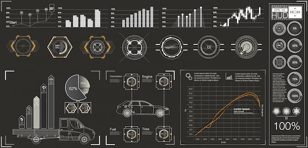 ベクトル 未来的なユーザーインターフェイス。 hud ui。