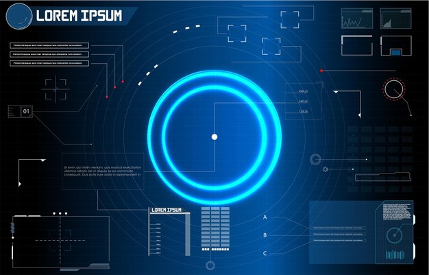 Futuristic Vector HUD Interface Screen Design Digital callouts titles HUD UI GUI