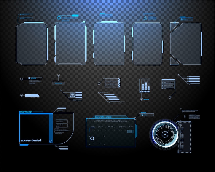 Vector futuristic vector hud interface screen design. digital callouts titles.