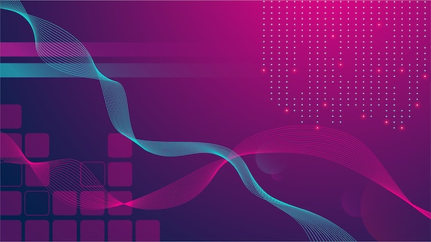 The futuristic violet gradient techno background with waves circles squares