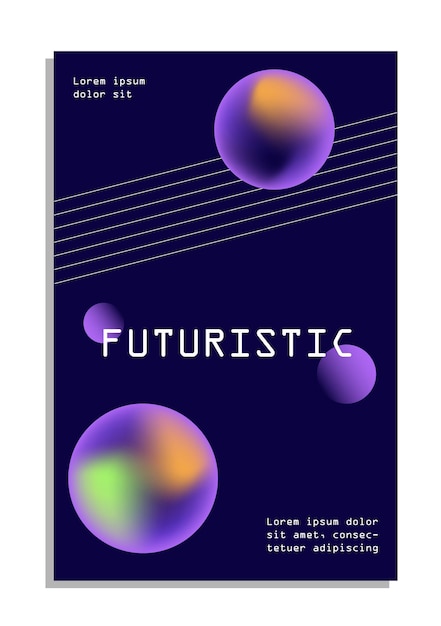 Vector futuristic violet poster concept metaverse cyberspace virtual reality booklet and leaflet flyer with spheres cartoon flat vector illustration isolated on white background