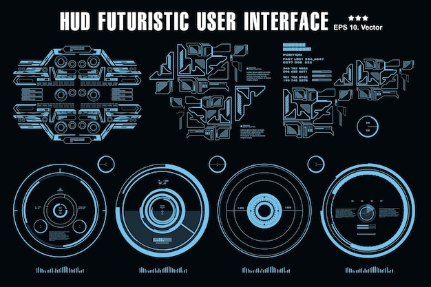 Futuristic virtual graphic touch user interface HUD dashboard display virtual reality technology screen target