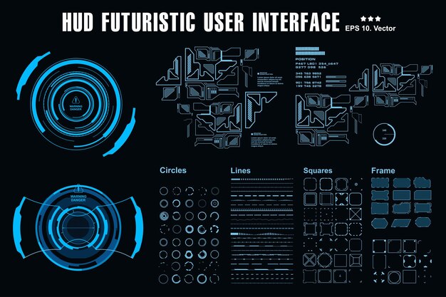 Futuristic virtual graphic touch user interface HUD dashboard display virtual reality technology screen target