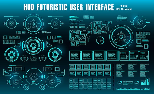 Futuristic virtual graphic touch user interface HUD dashboard display virtual reality technology screen