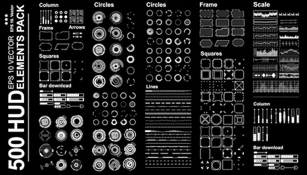 Vector futuristic virtual graphic touch user interface mega set futuristic hud elements