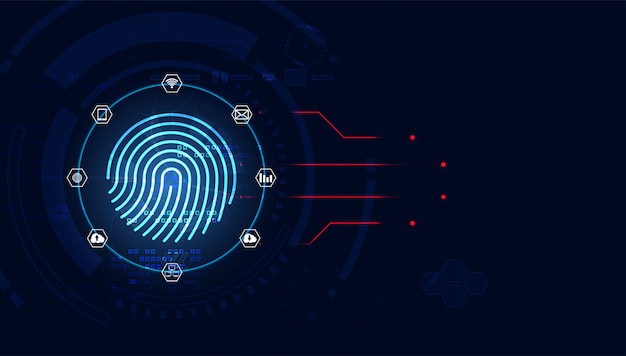 futuristic with finger prints concept. Theft detection