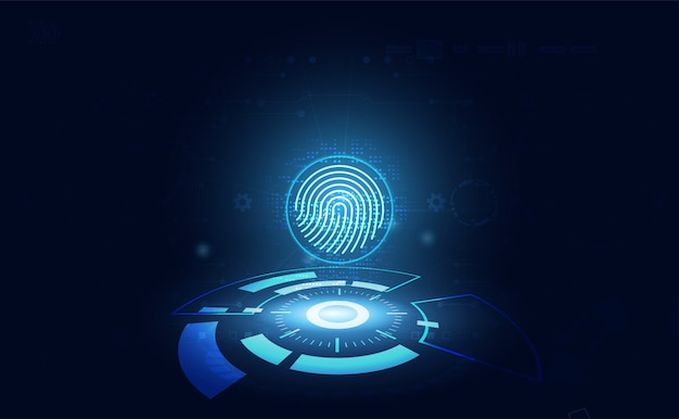 Futuristic with finger prints concept. theft detection