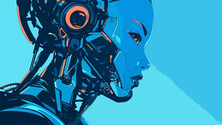 Vector futuristic woman robot vector illustration