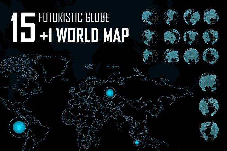 Vector futuristic world map
