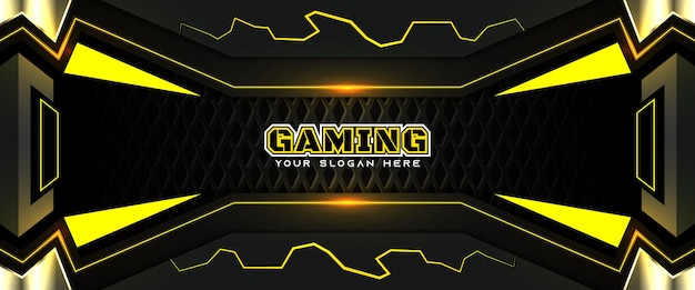 Vector futuristic yellow and black gaming header social media banner template